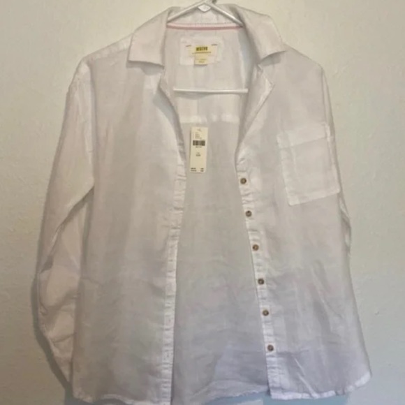 Maave white linen button up shirt- Reg $98 - Picture 5 of 7